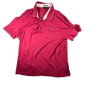 Ted Baker Polo Shirt Men's  XXL Berry Red Excellent Short Sleeve Free Ship
